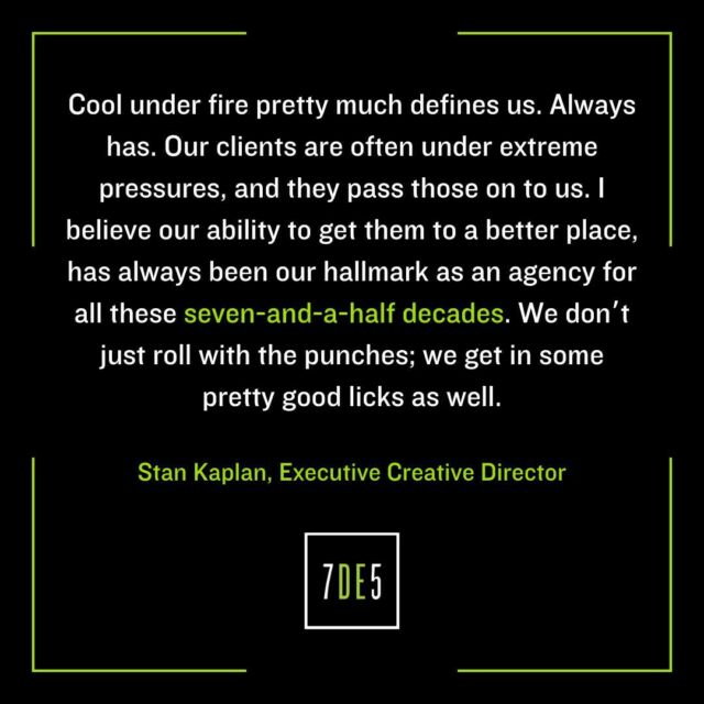 As we continue to celebrate an important milestone for our agency, our Executive Creative Director, Stan Kaplan, reflects on Davis Elen's 75-year history of success. #sevenDEfive